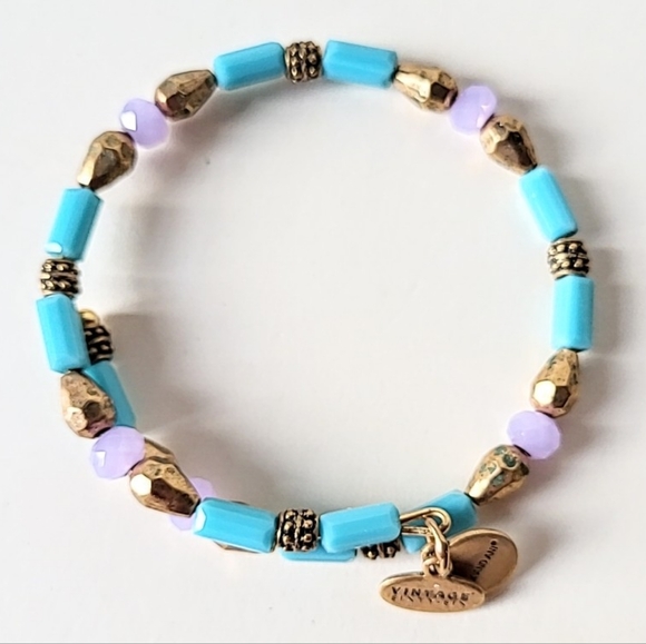 ALEX AND ANI BLUE & LAVENDER BEAD BRACELET - VINTAGE SIXTY-SIX LINE - Picture 4 of 4